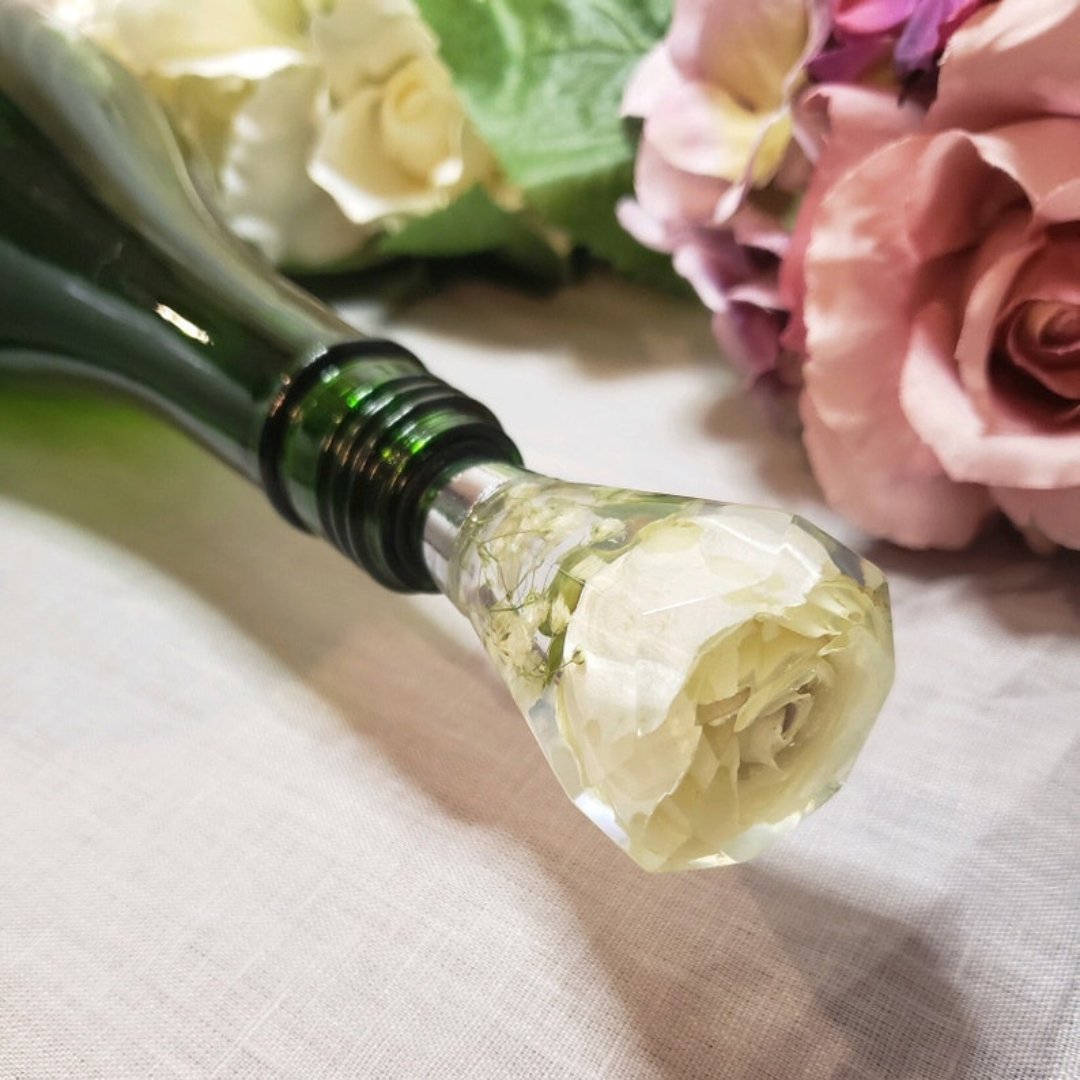 Dried Rose Bottle Resin Stopper