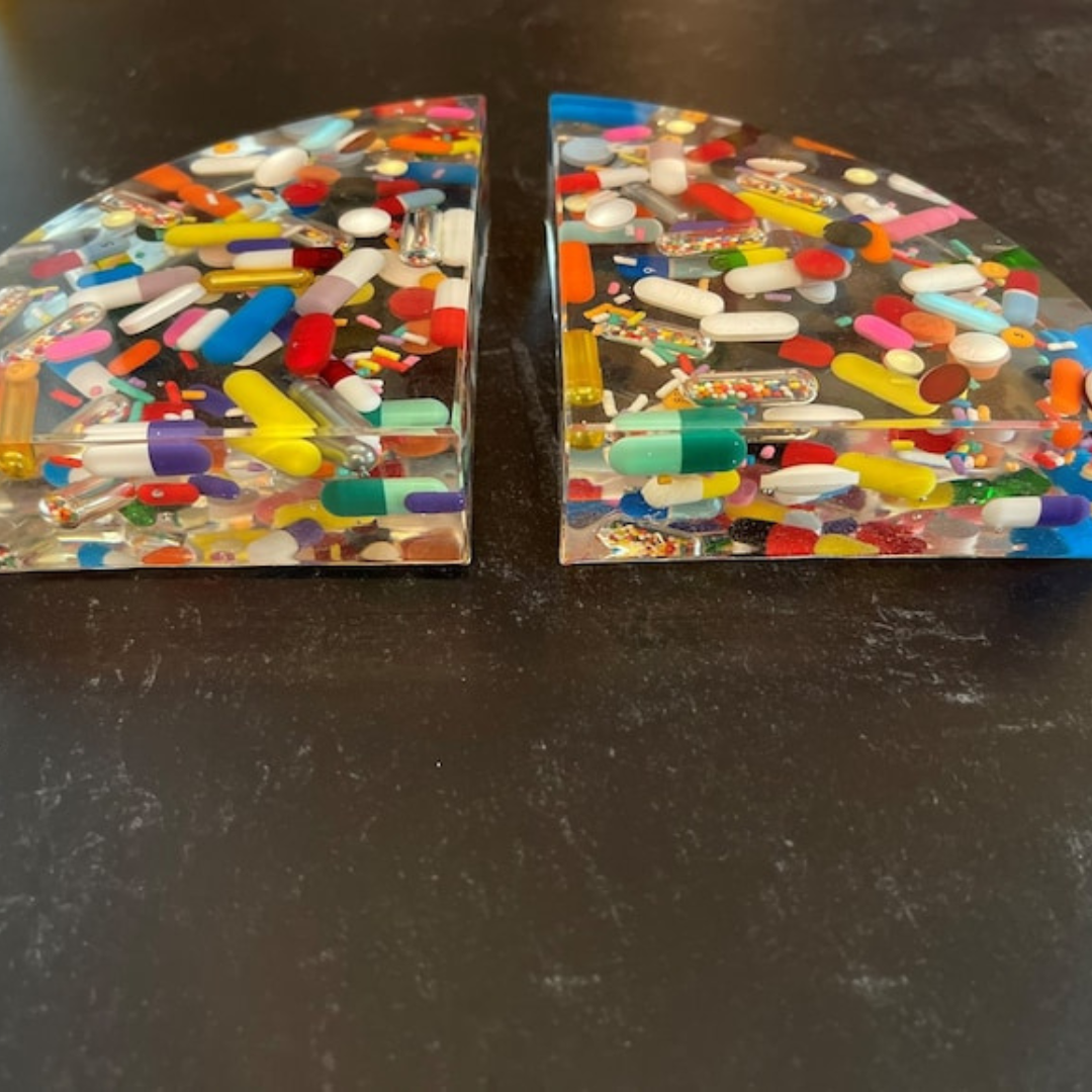 Pill-Preserved Epoxy bookends.