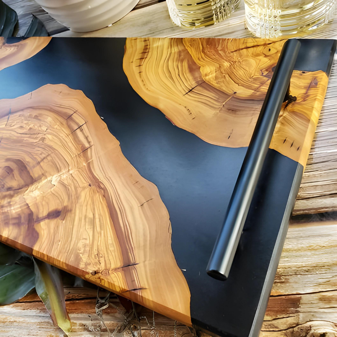 Matte Black Olive Wood Tray
