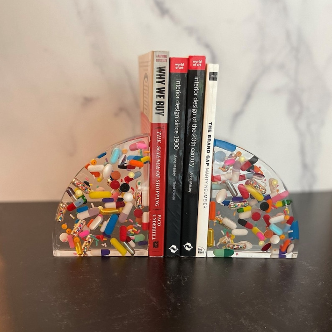 Pill-Preserved Epoxy bookends.