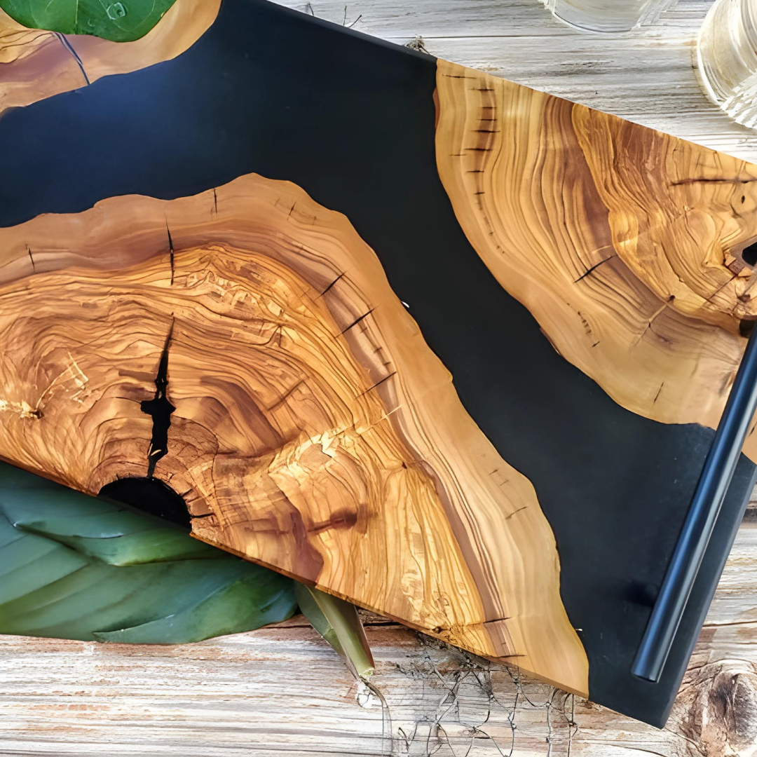 Matte Black Olive Wood Tray