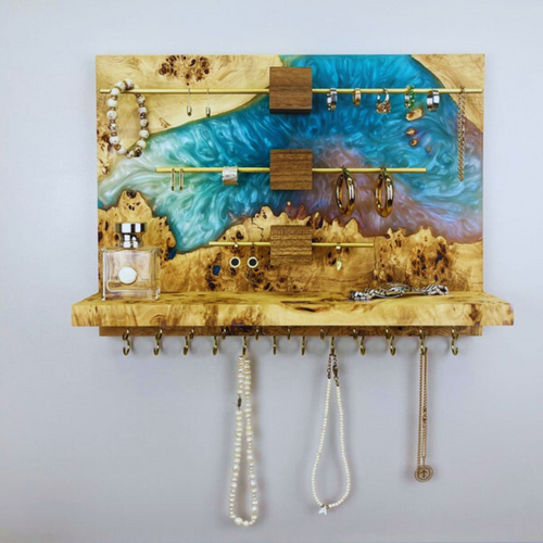 Blue Epoxy Resin Jewelry Organizer