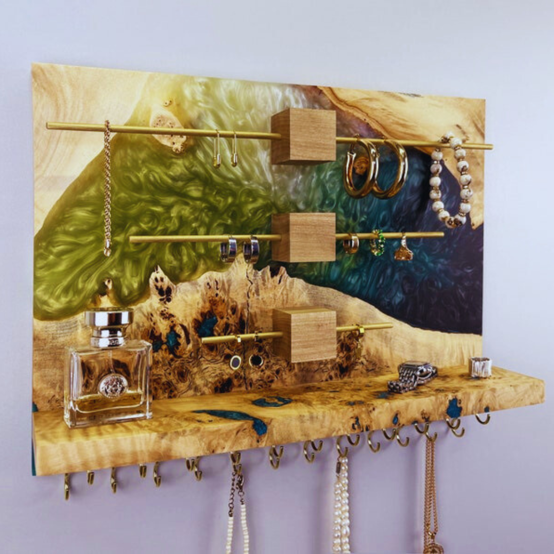 Blue Epoxy Resin Jewelry Organizer