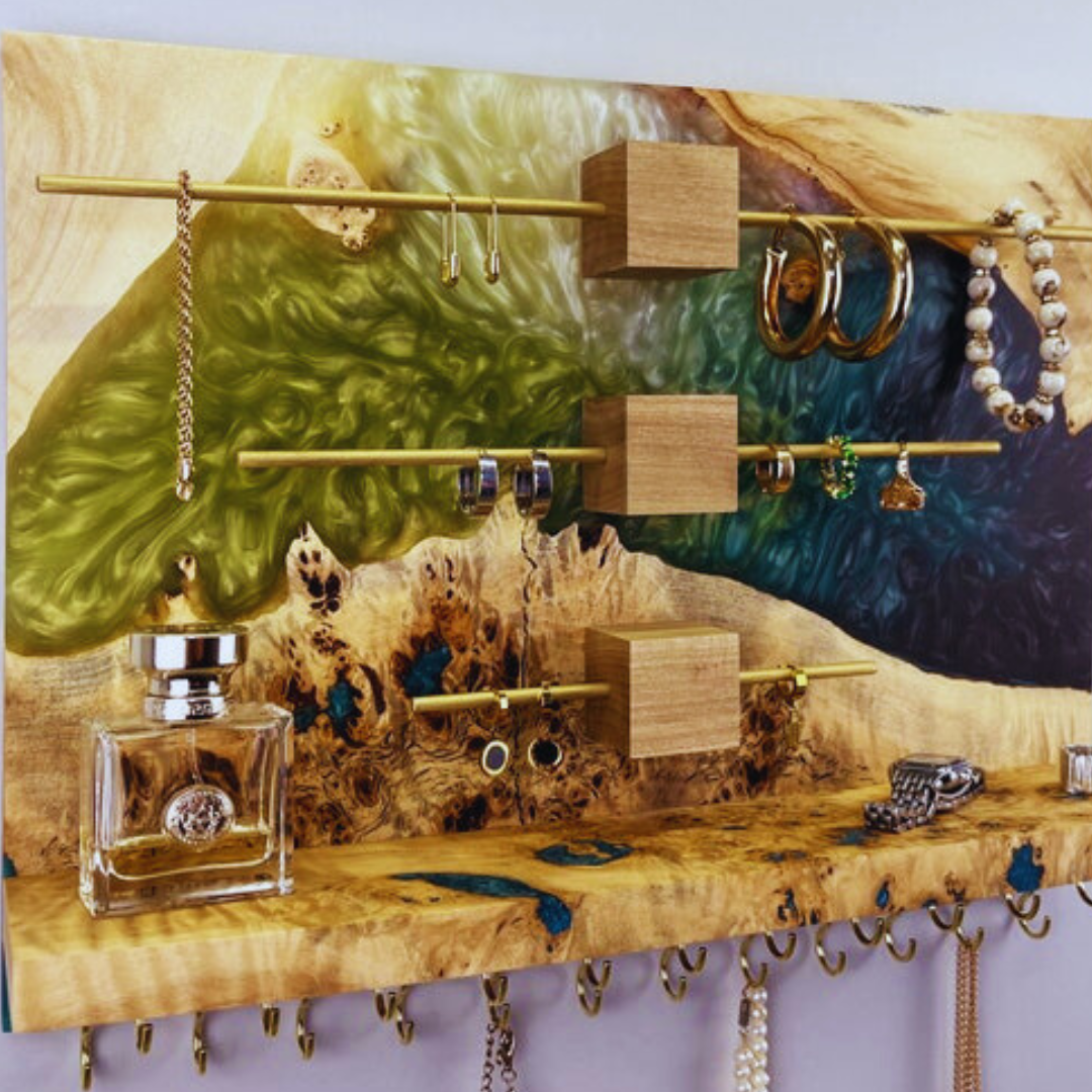 Blue Epoxy Resin Jewelry Organizer