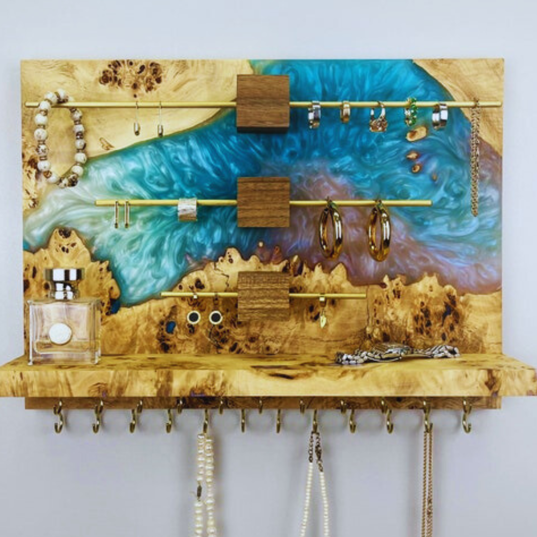 Blue Epoxy Resin Jewelry Organizer