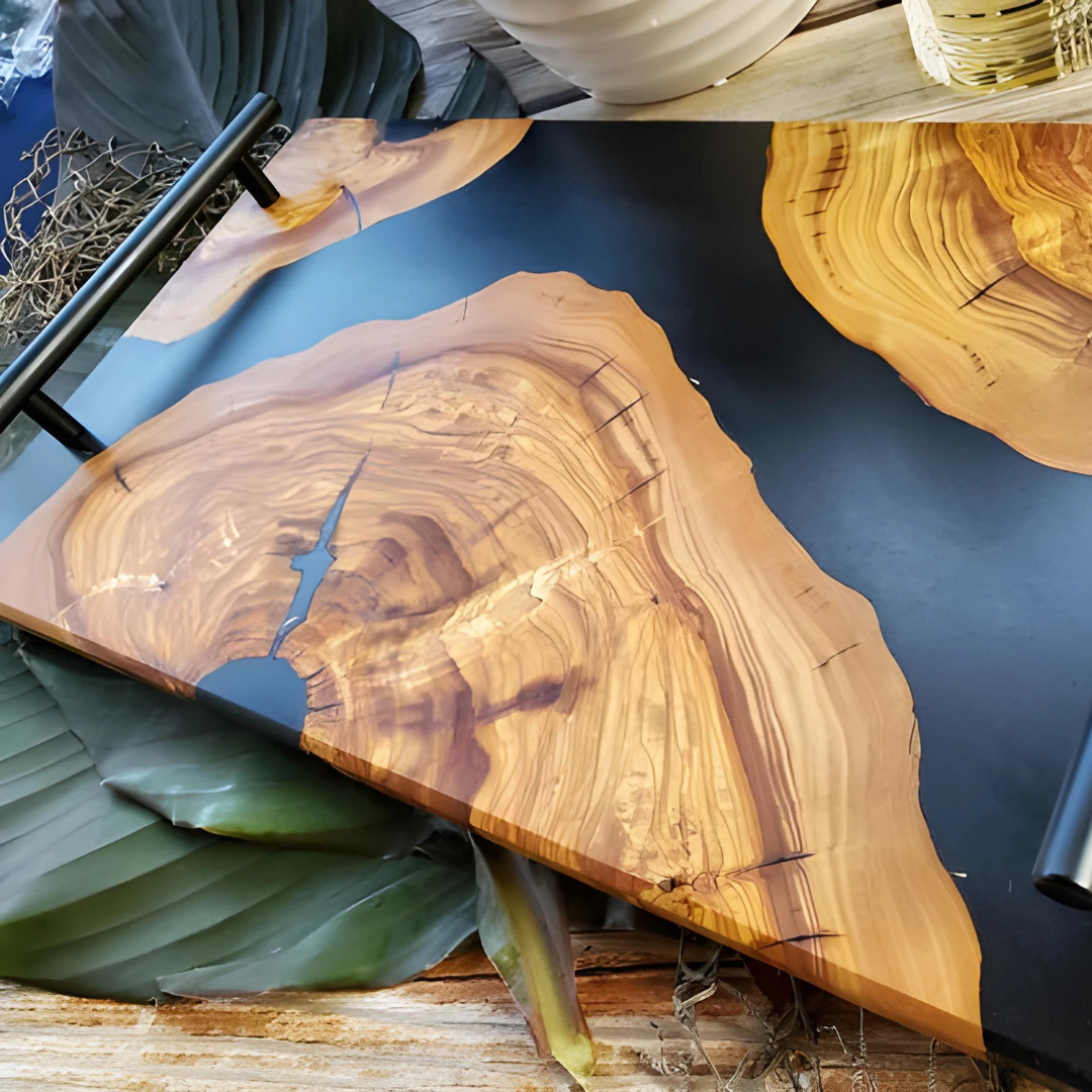 Matte Black Olive Wood Tray
