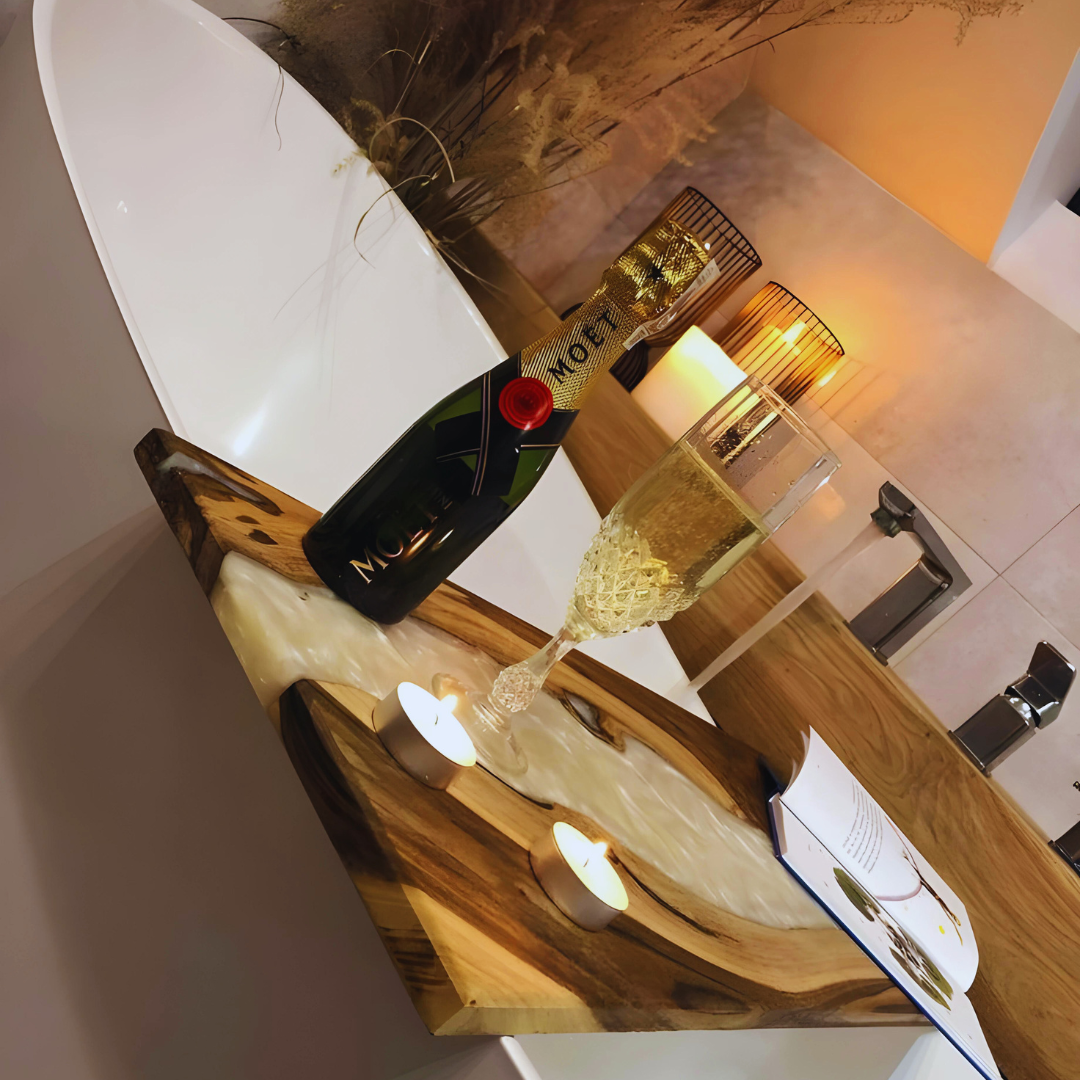 Live Edge Epoxy Resin Tub caddy