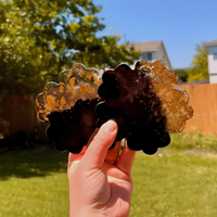 Black and Gold Flower Epoxy Resin Coaster thumbnail