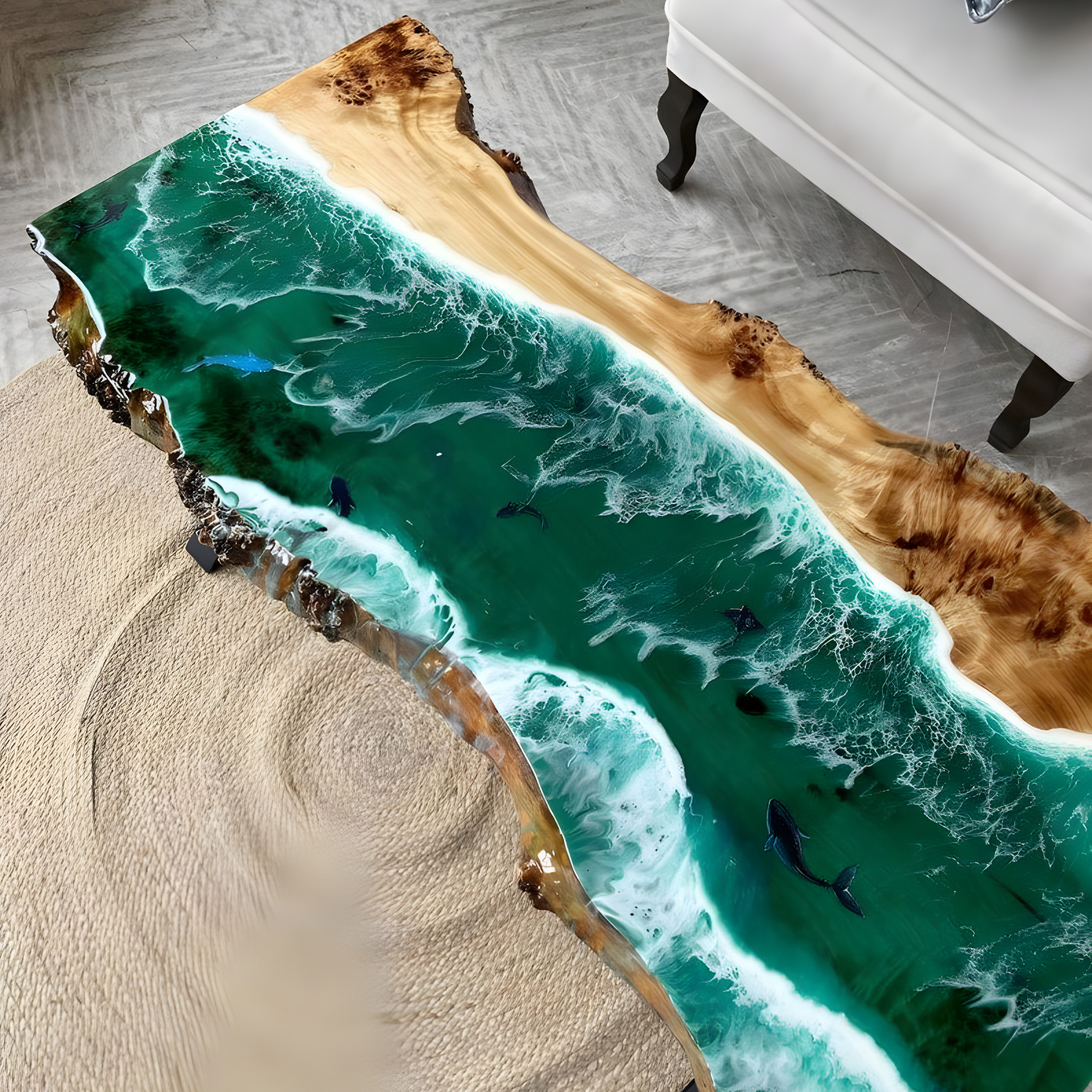 Custom Live Edge Epoxy Table For Living Room