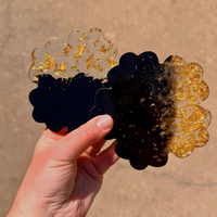 Black and Gold Flower Epoxy Resin Coaster thumbnail