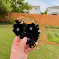 Black and Gold Flower Epoxy Resin Coaster thumbnail