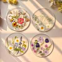 Colorful Pressed Real Flowers Coasters thumbnail