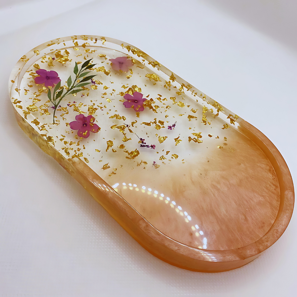 Pink Daisy Resin Jewelry Tray