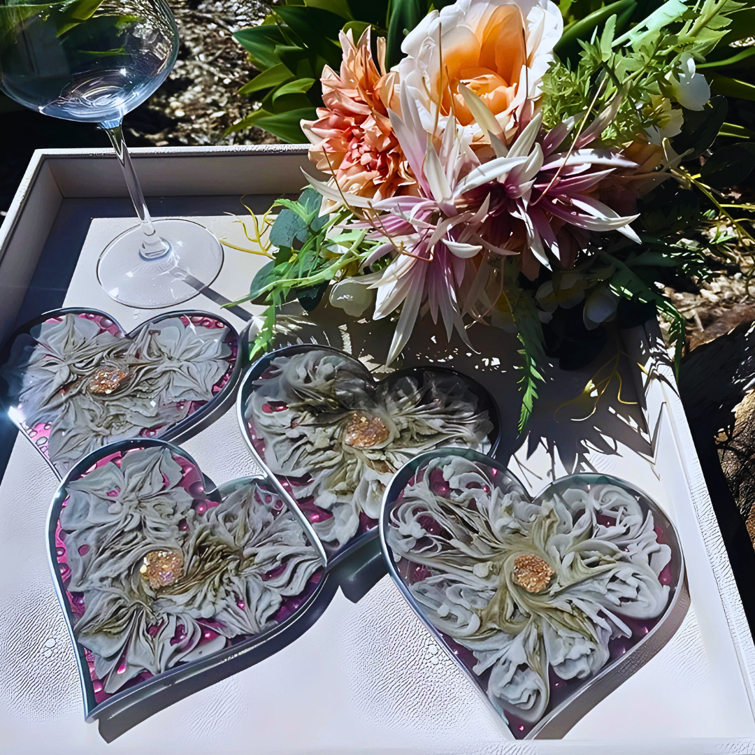 Heart Shape Epoxy Resin Coasters