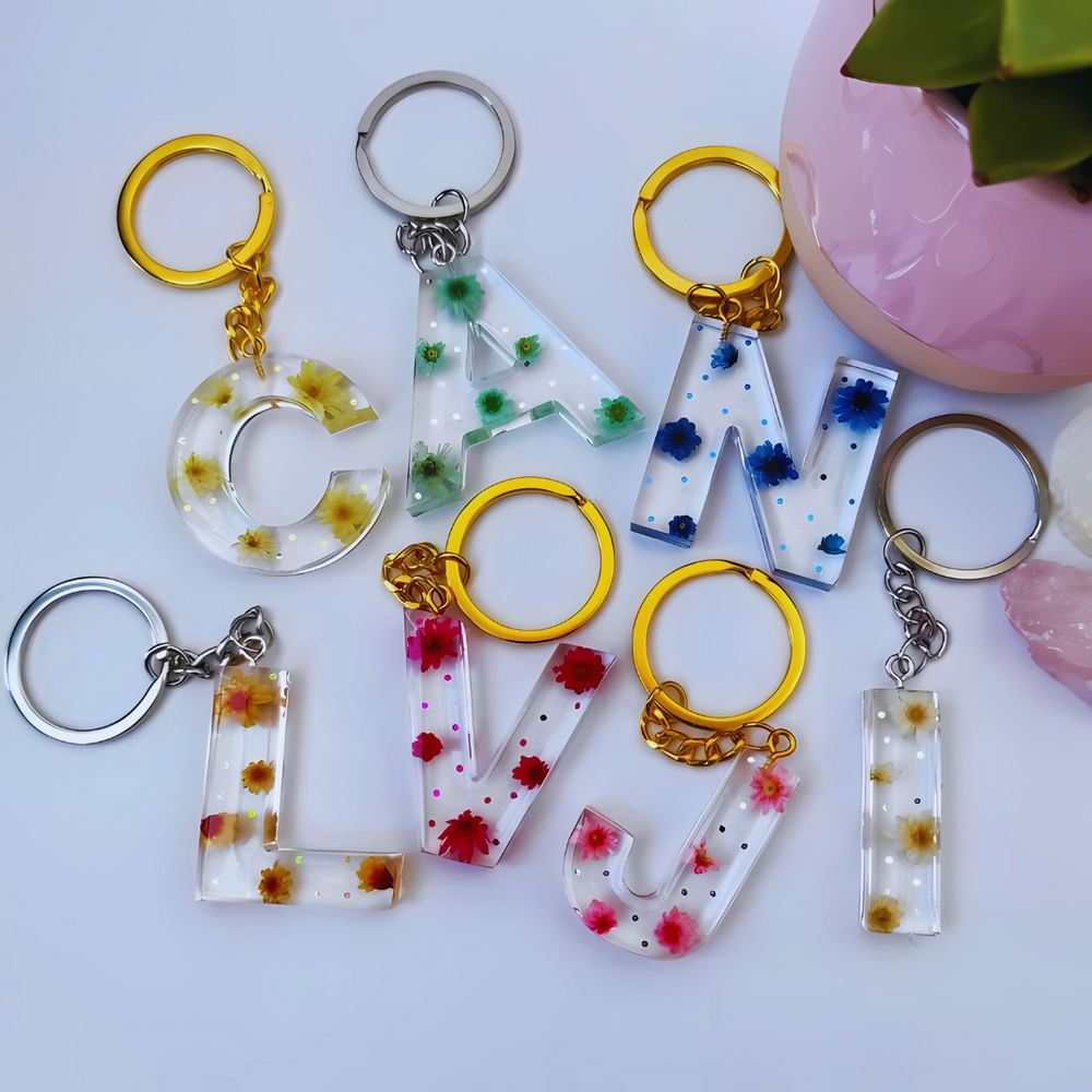 Floral Fusion Resin Key Rings