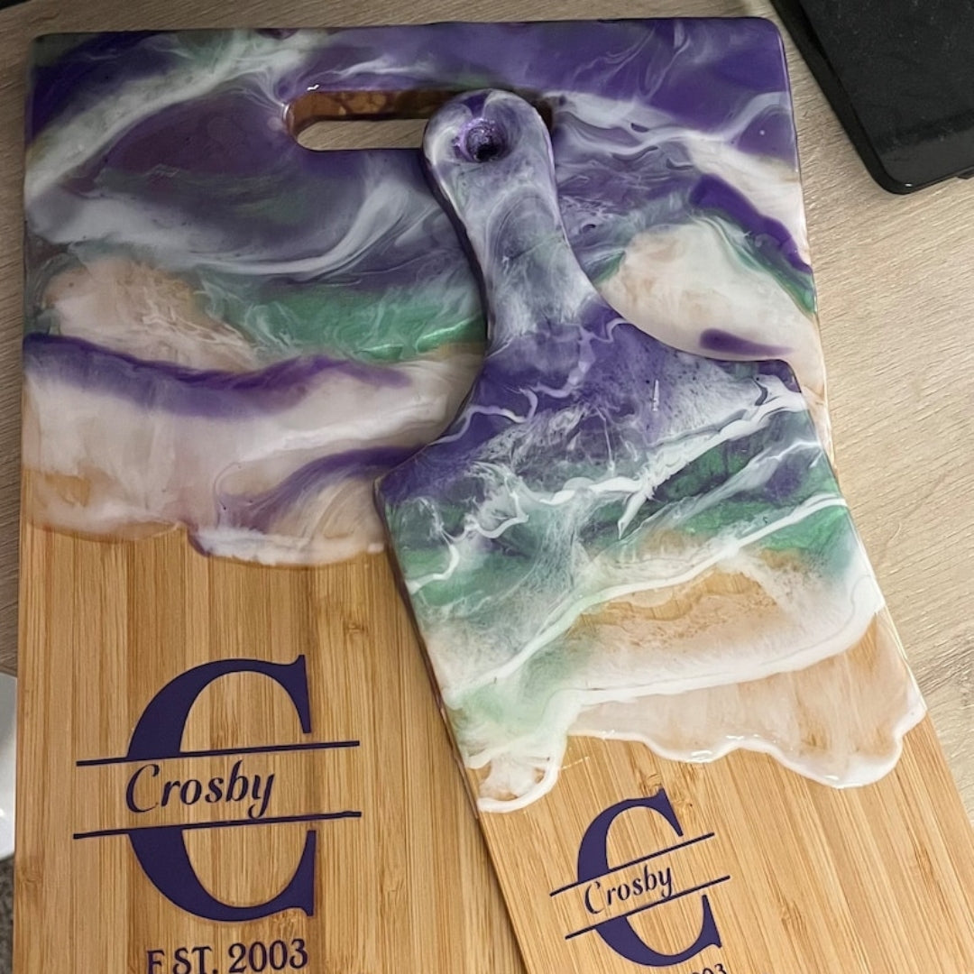 Ocean Wave Personalize Epoxy Charcuterie Board