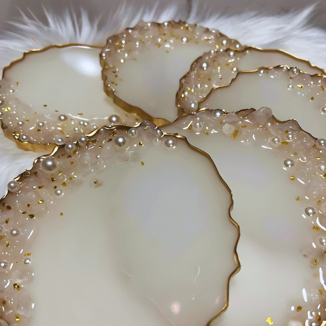 Geode Pearl Epoxy Coasters