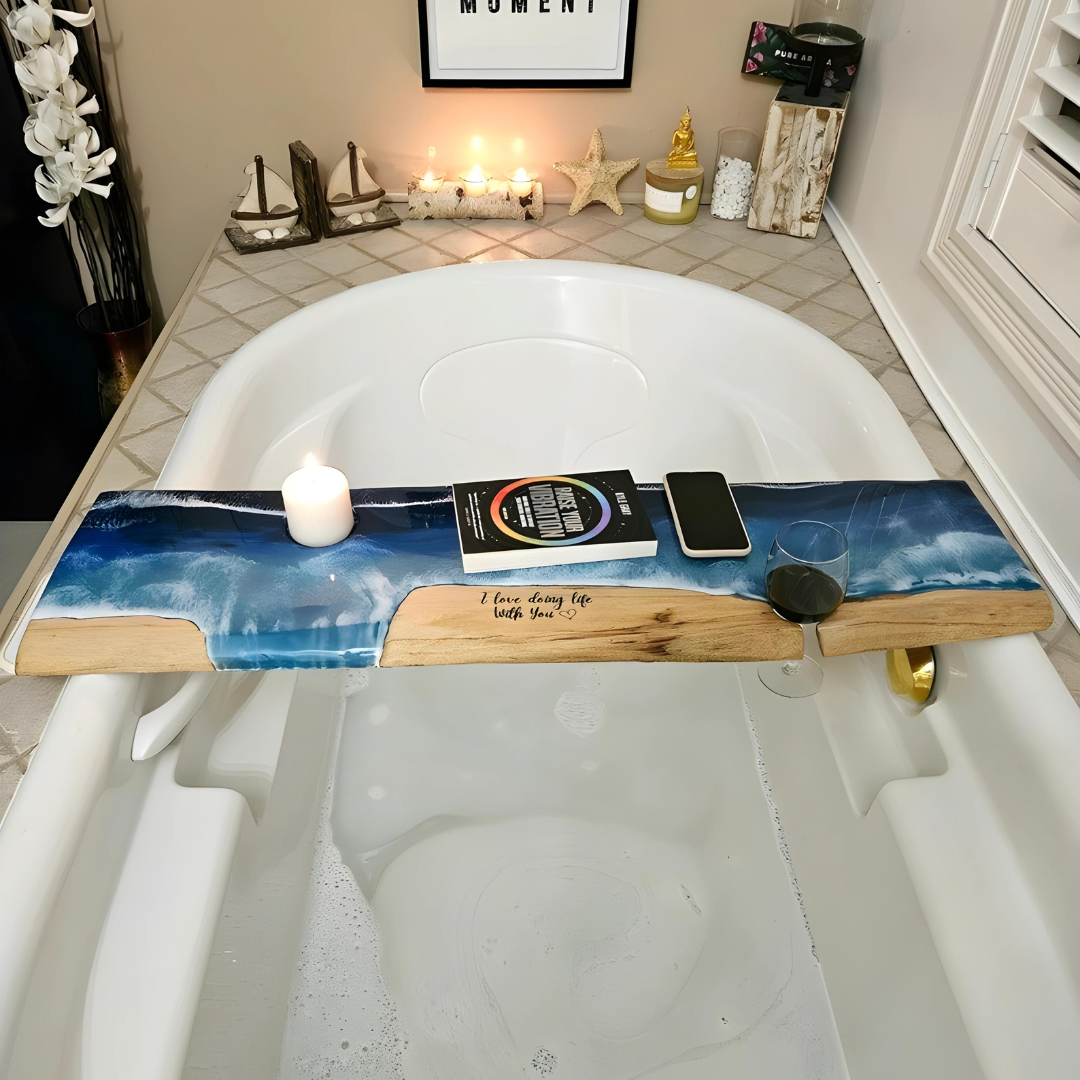 Ocean Whisper Resin Bathtub Tray