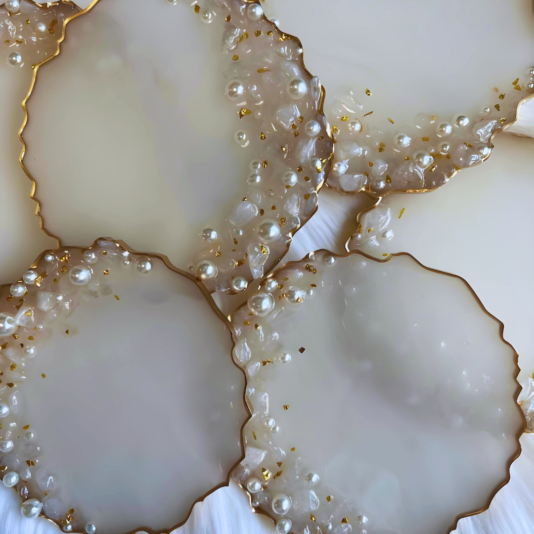 Geode Pearl Epoxy Coasters