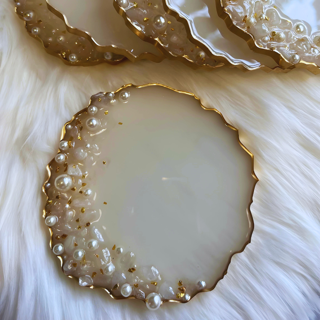 Geode Pearl Epoxy Coasters