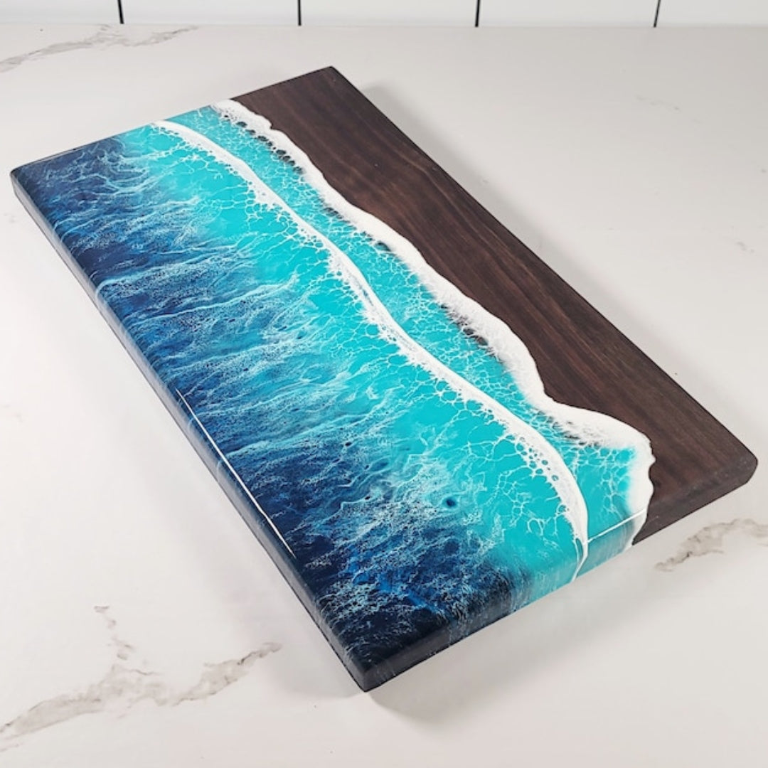 Ocean Wave Walnut Epoxy Charcuterie Board