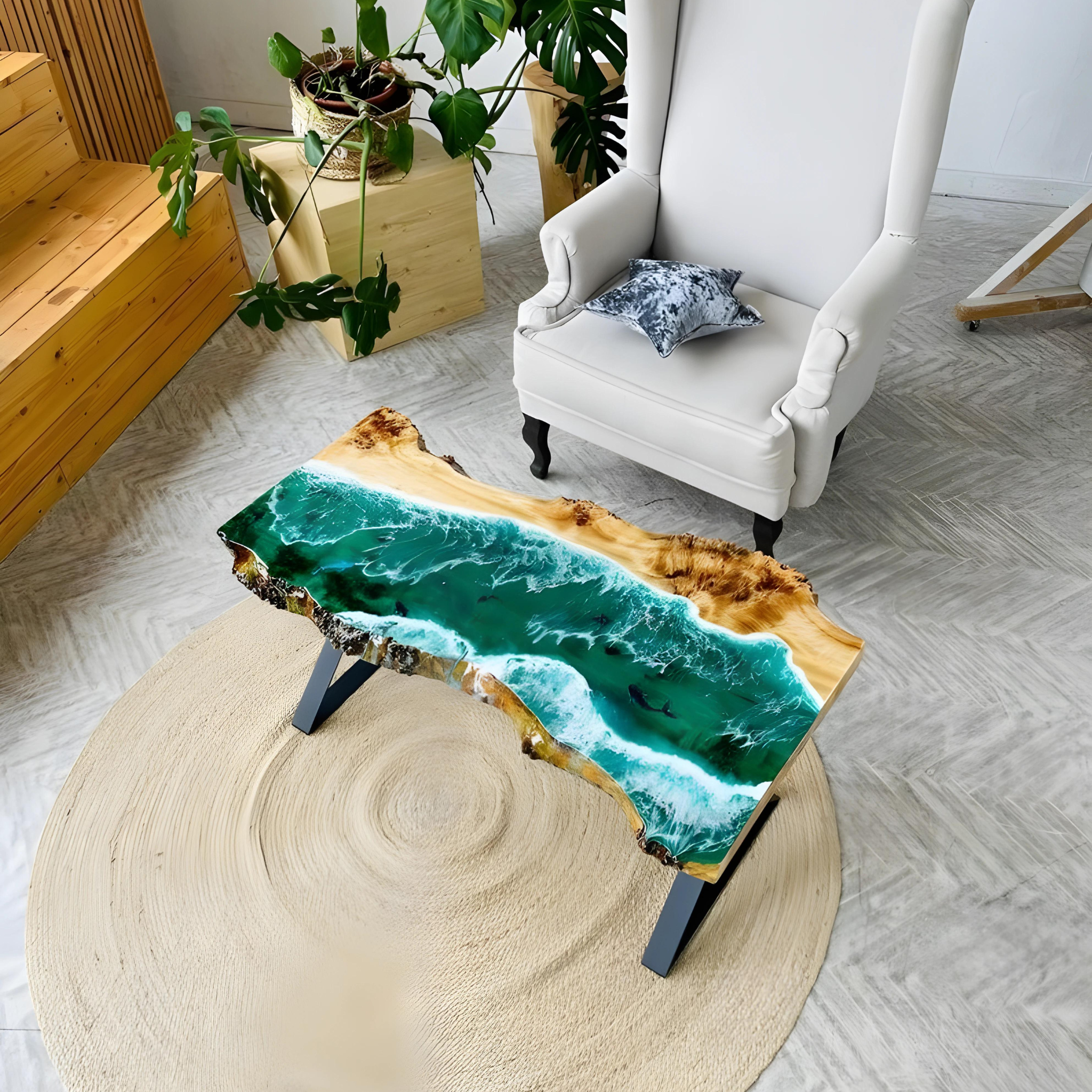 Custom Live Edge Epoxy Table For Living Room