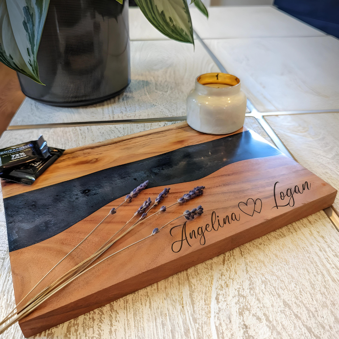 Personalized Epoxy And Wood serving Trays