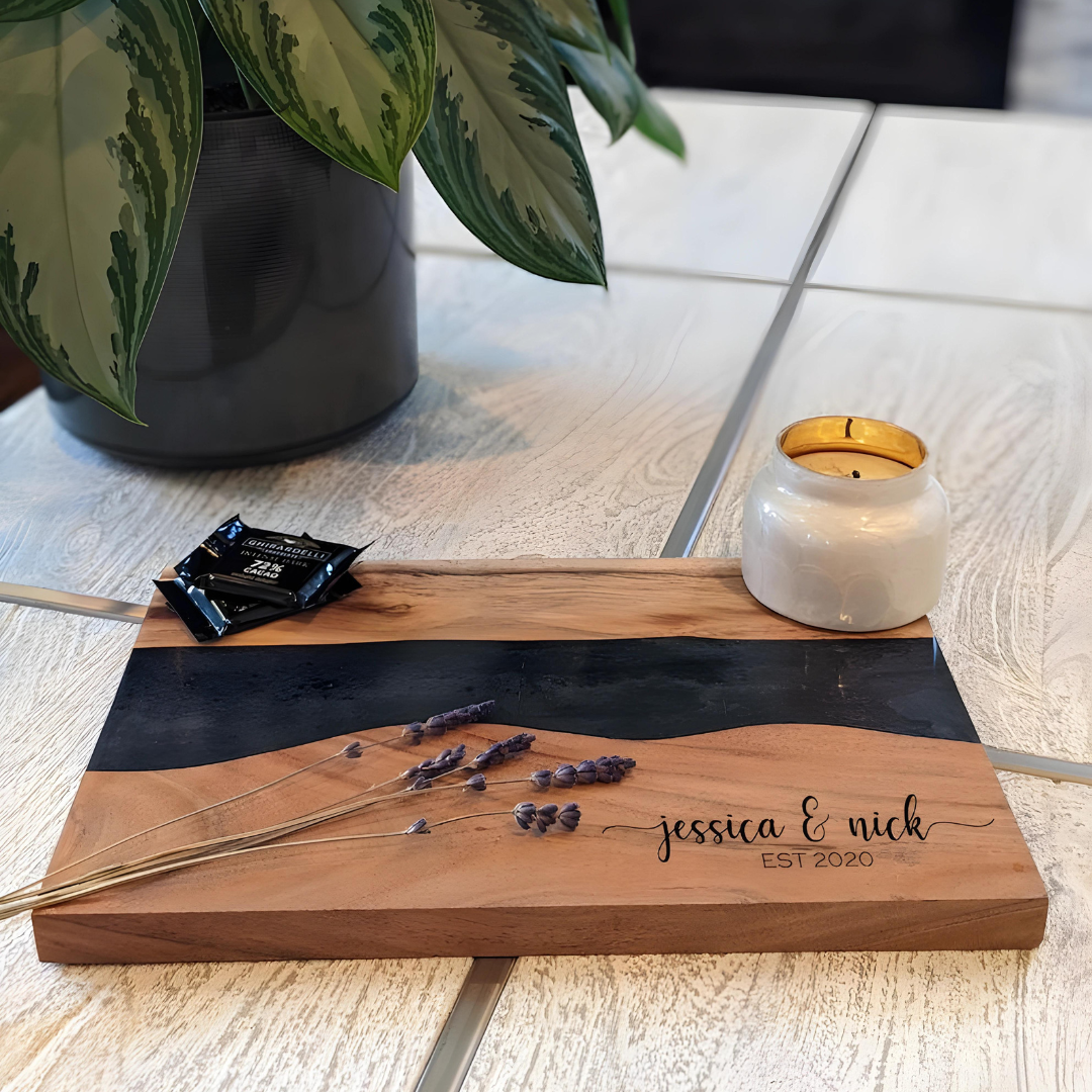 Personalized Epoxy And Wood serving Trays
