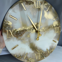 White and Golden Epoxy Clocks with natural stones thumbnail