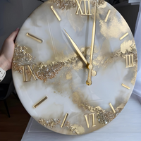 White and Golden Epoxy Clocks with natural stones thumbnail