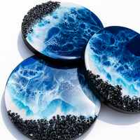 Beach Theme Epoxy Resin Coaster thumbnail