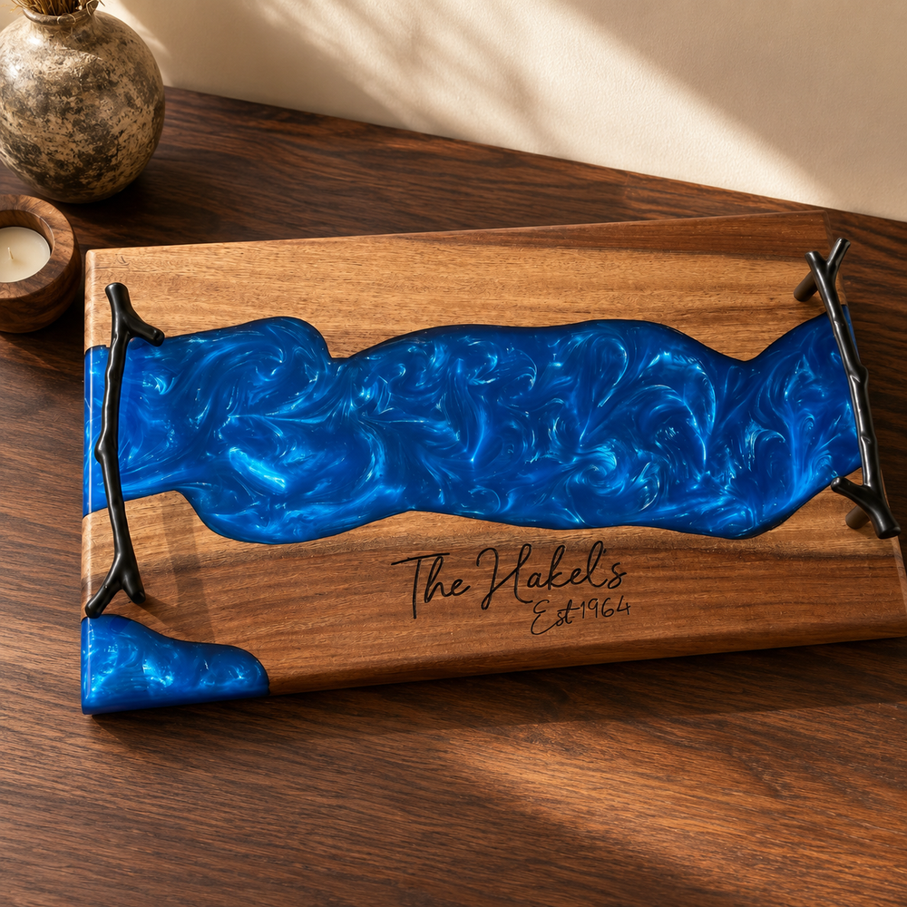 Engraved Blue Resin River Board