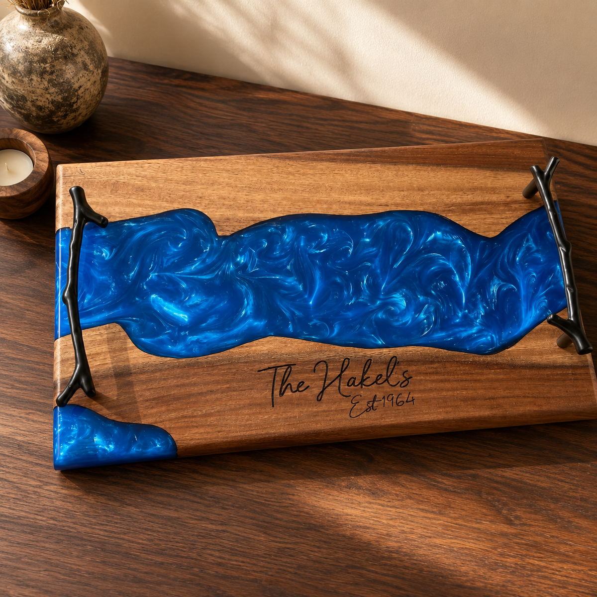 Engraved Blue Resin River Board