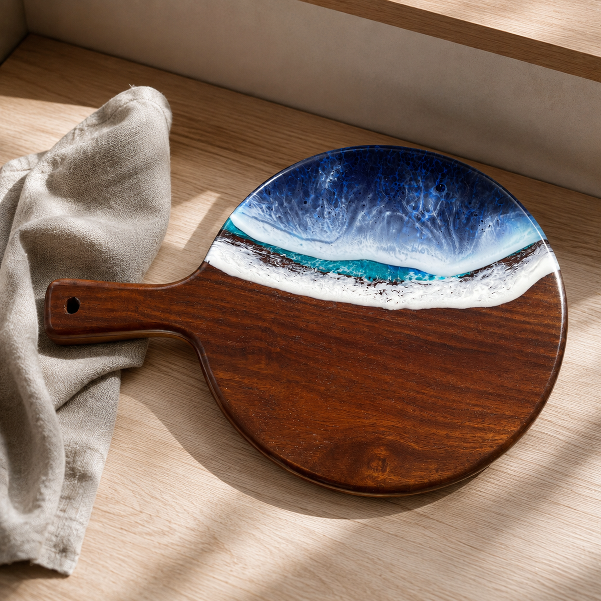 Ocean Wave Personalize Epoxy Cutting Board