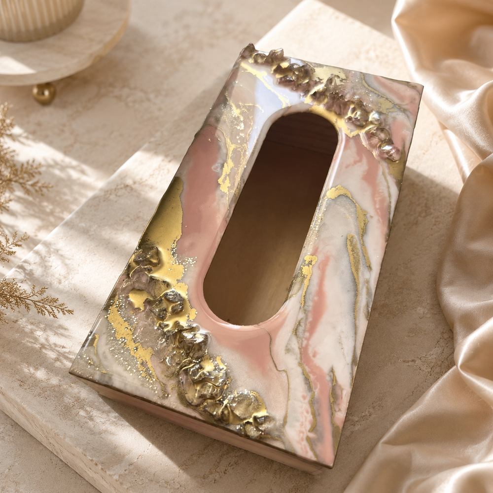 Custom Geode Epoxy Tissue Box