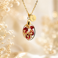 Custom made with Letter- Floral Art Epoxy Pendant thumbnail