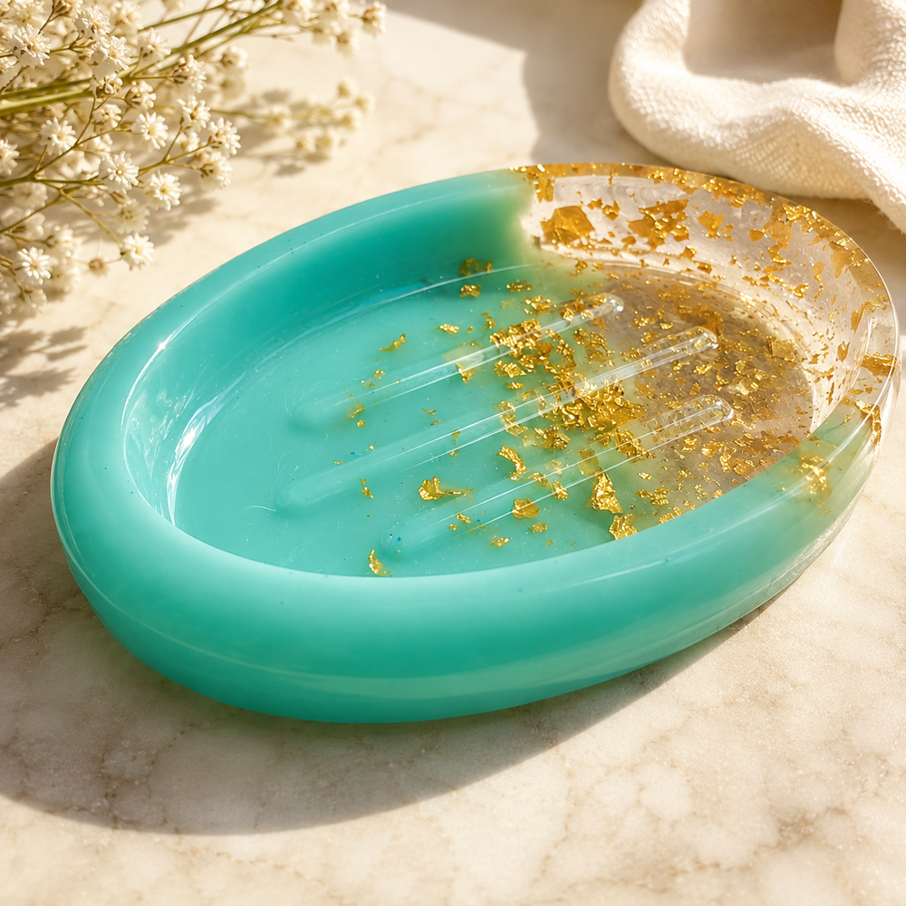 Aqua Epoxy Resin Soap Dish