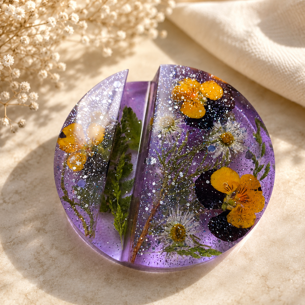 Floral-Themed Resin Phone Stand