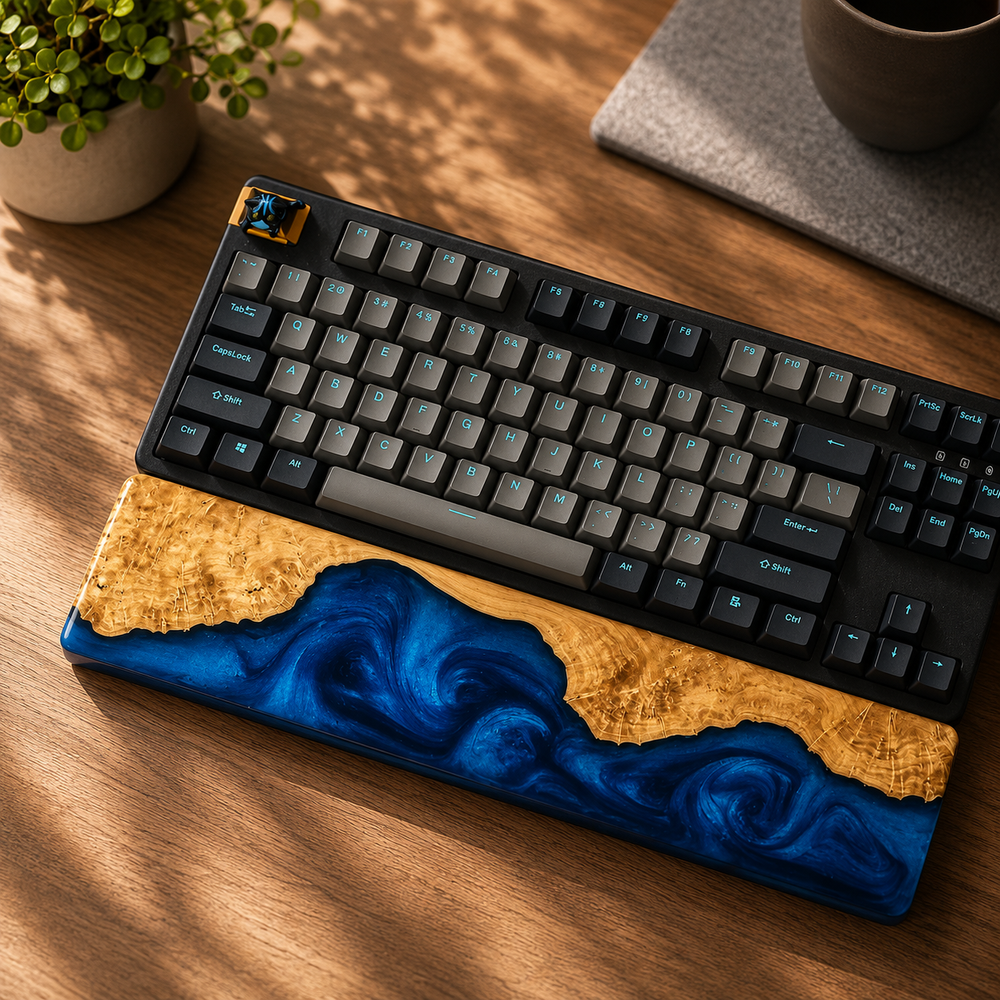 Blue Wood Epoxy Wrist Rest