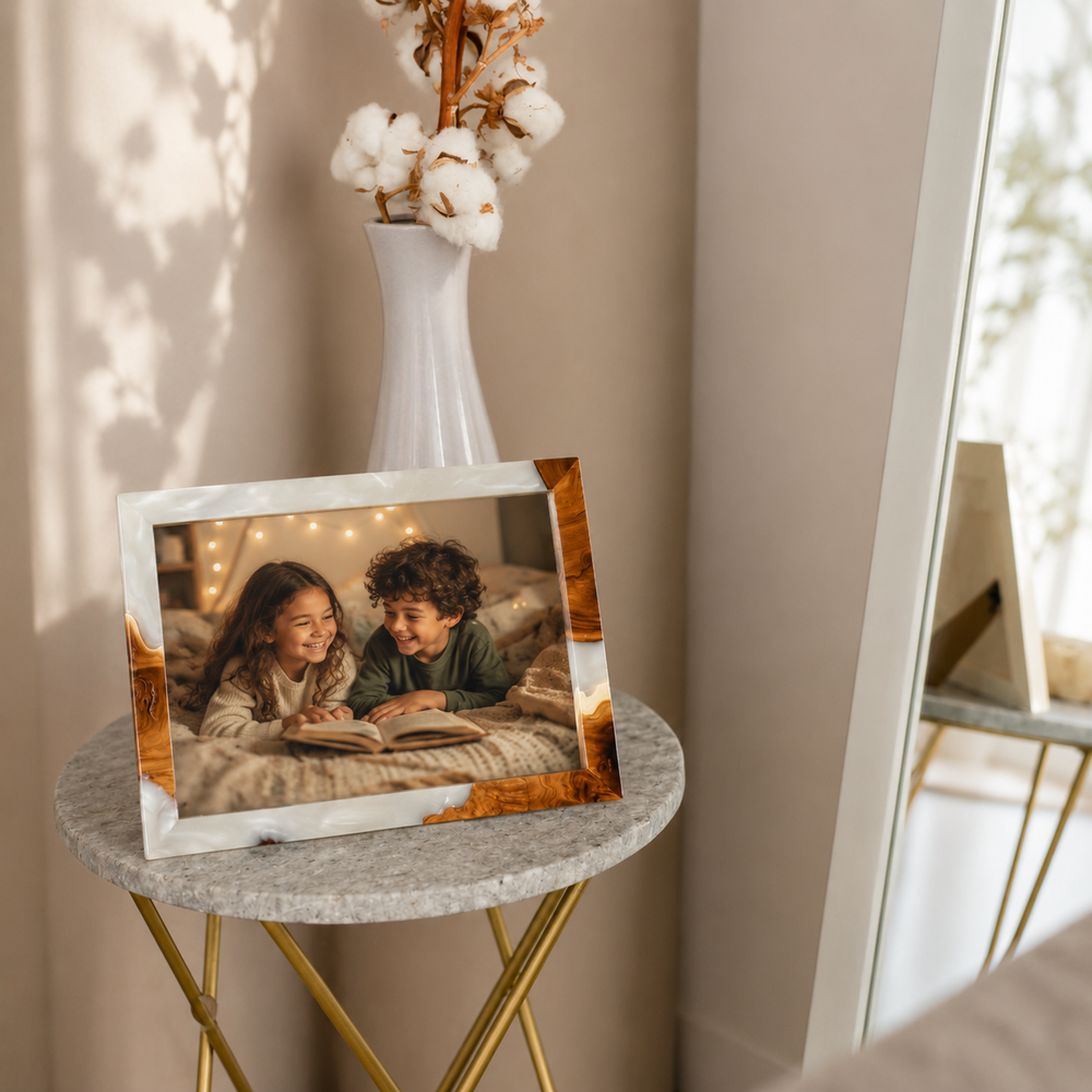 Olive Platinum Epoxy Resin Photo Frame