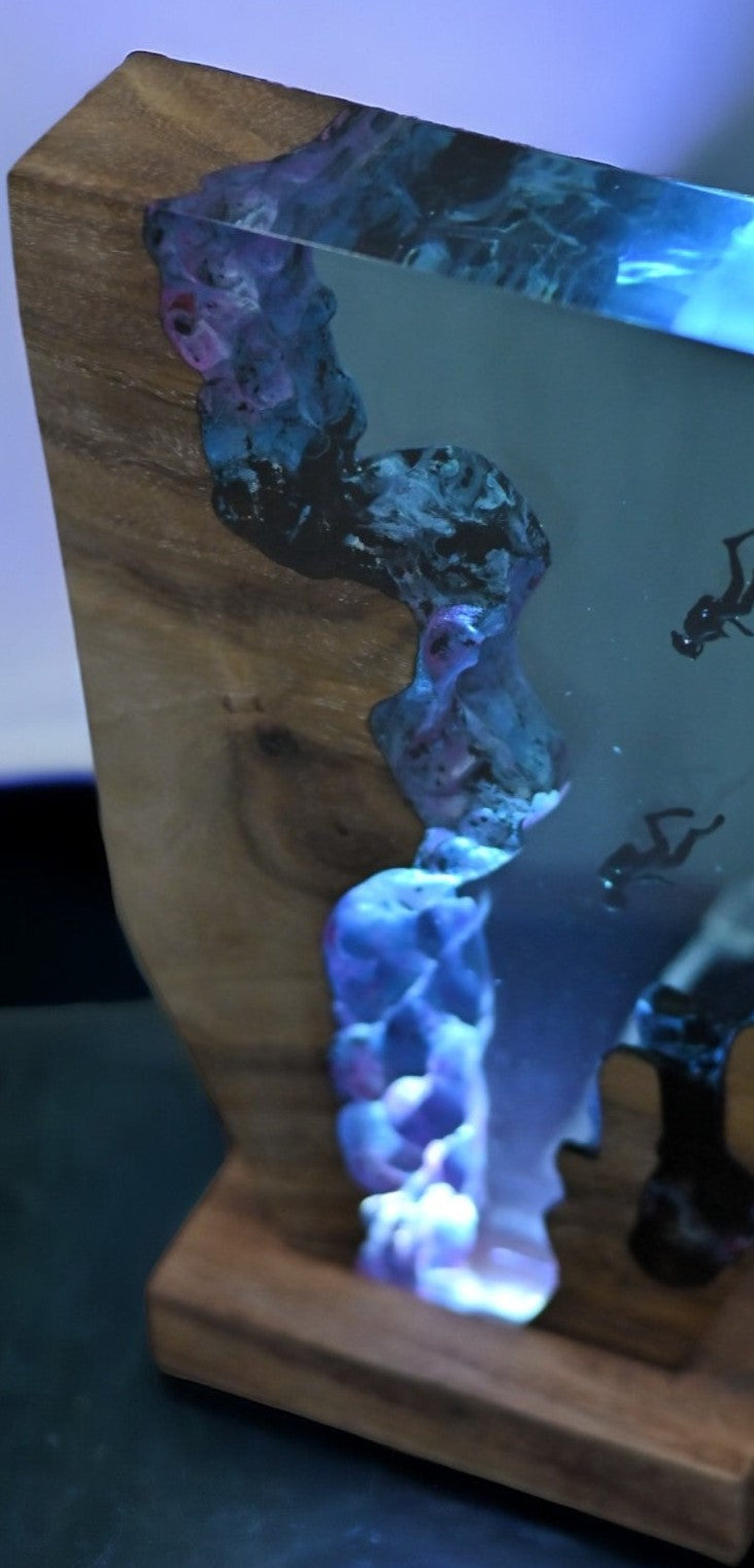 Epoxy and Wood Couple Diver Lamp