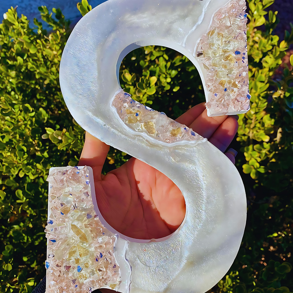 Silver Glow Geode Resin Letters