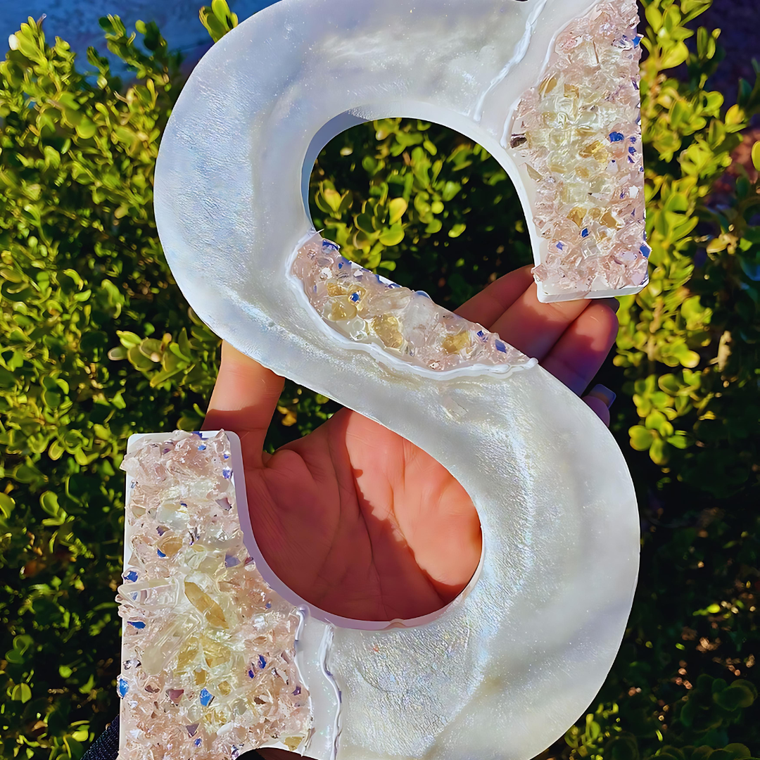 Silver Glow Geode Resin Letters