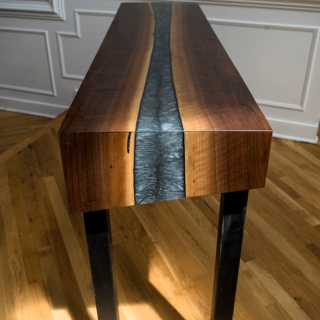 Highly Figured Walnut River Console Table