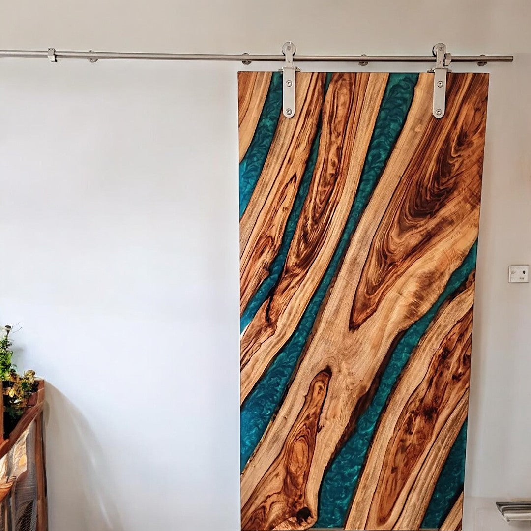 Handmade Green Epoxy Barn Door