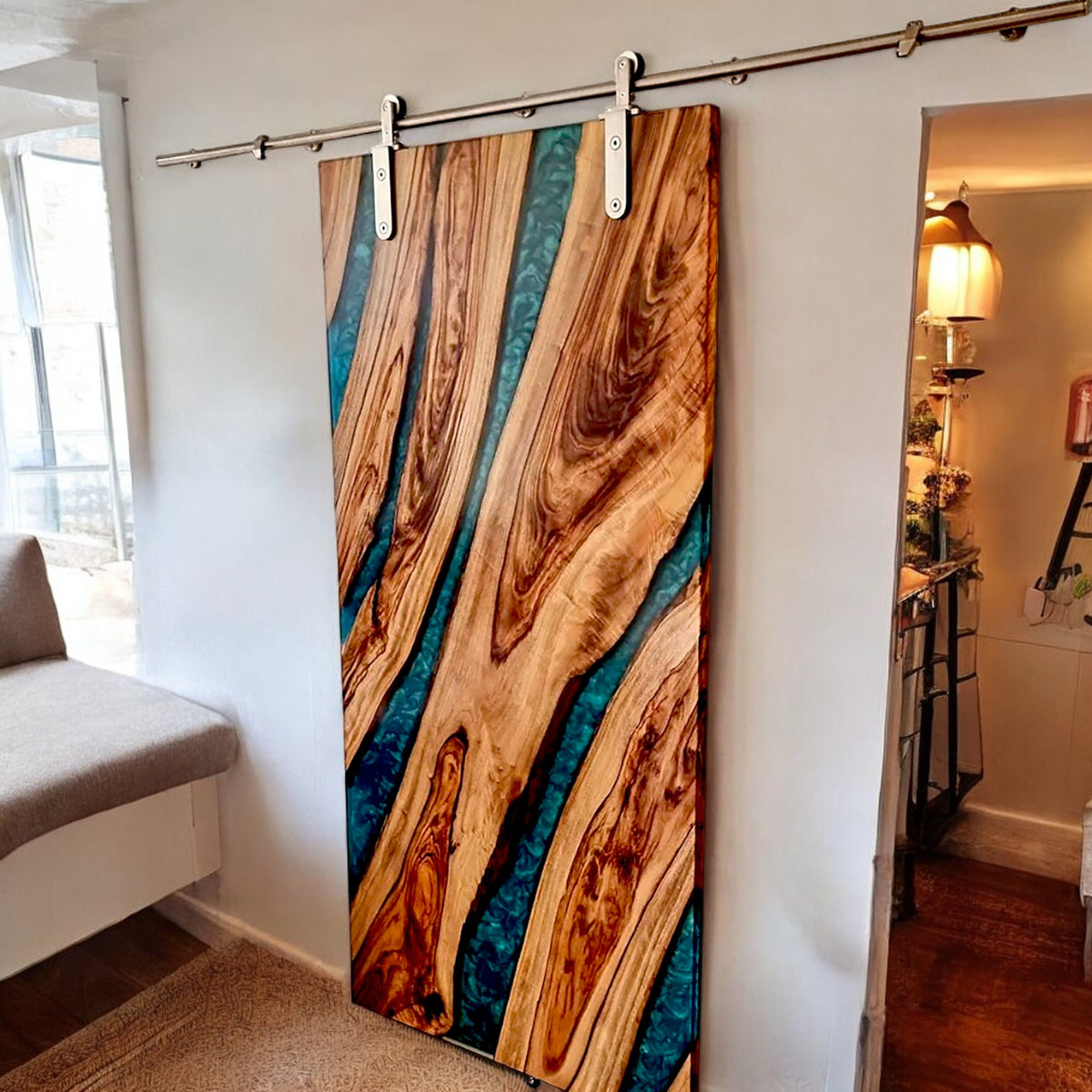 Handmade Green Epoxy Barn Door
