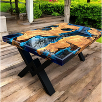 Handmade Wood And Resin Dining Table thumbnail
