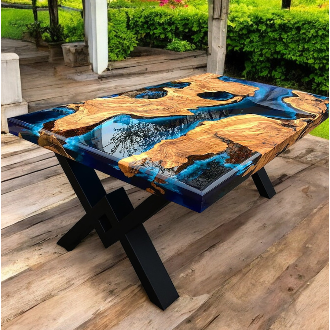 Handmade Wood And Resin Dining Table