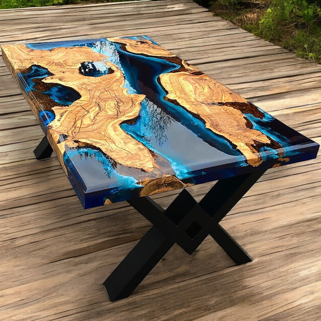 Handmade Wood And Resin Dining Table