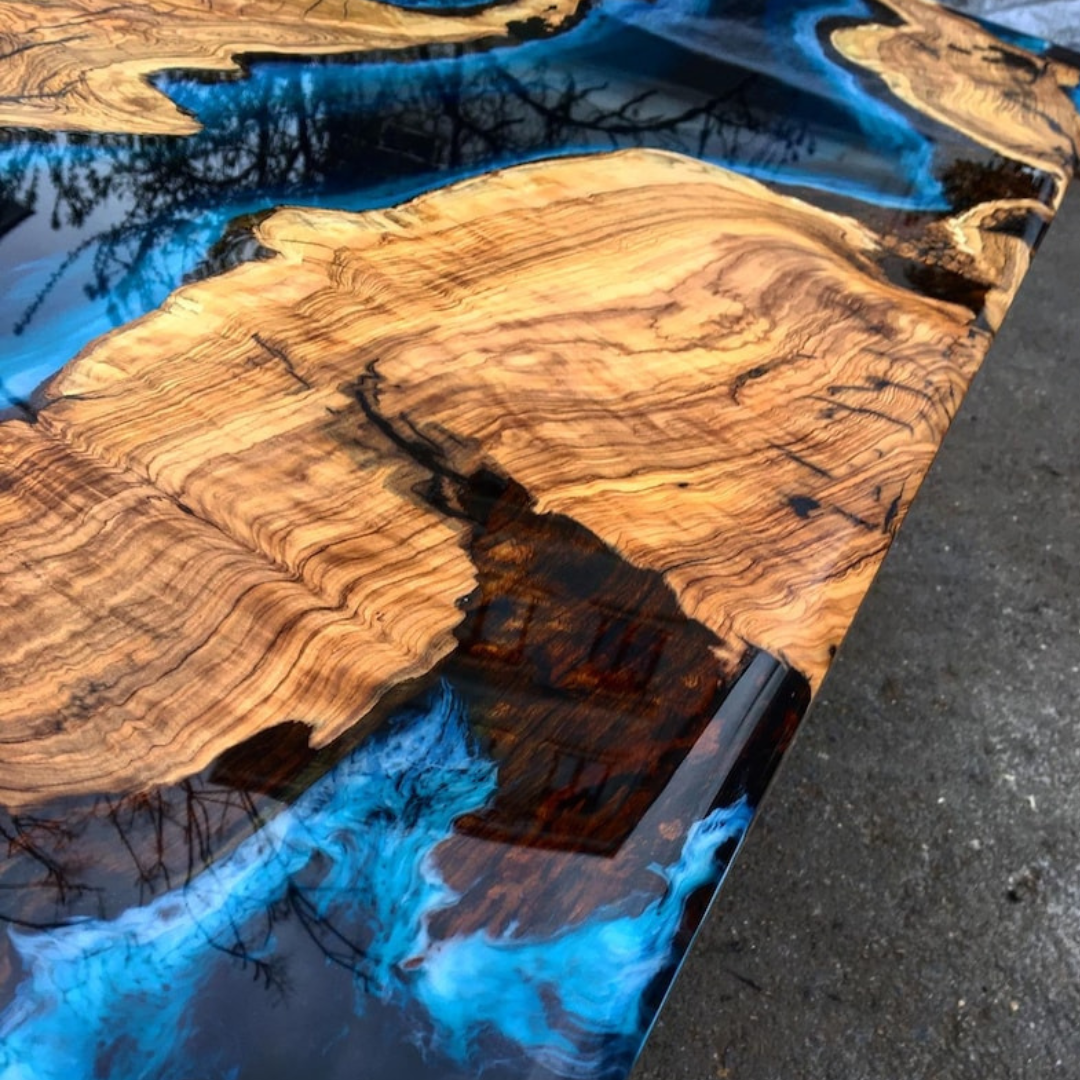 Handmade Wood And Resin Dining Table